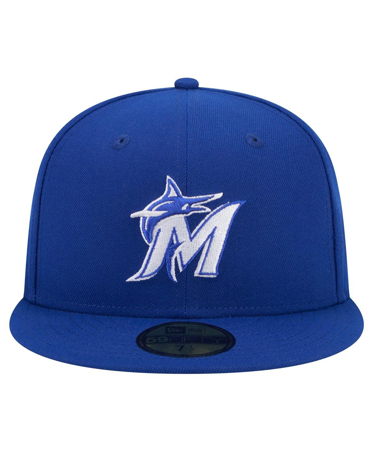 New Era Men's Royal Miami Marlins White Logo 59fifty Fitted Hat In Royal