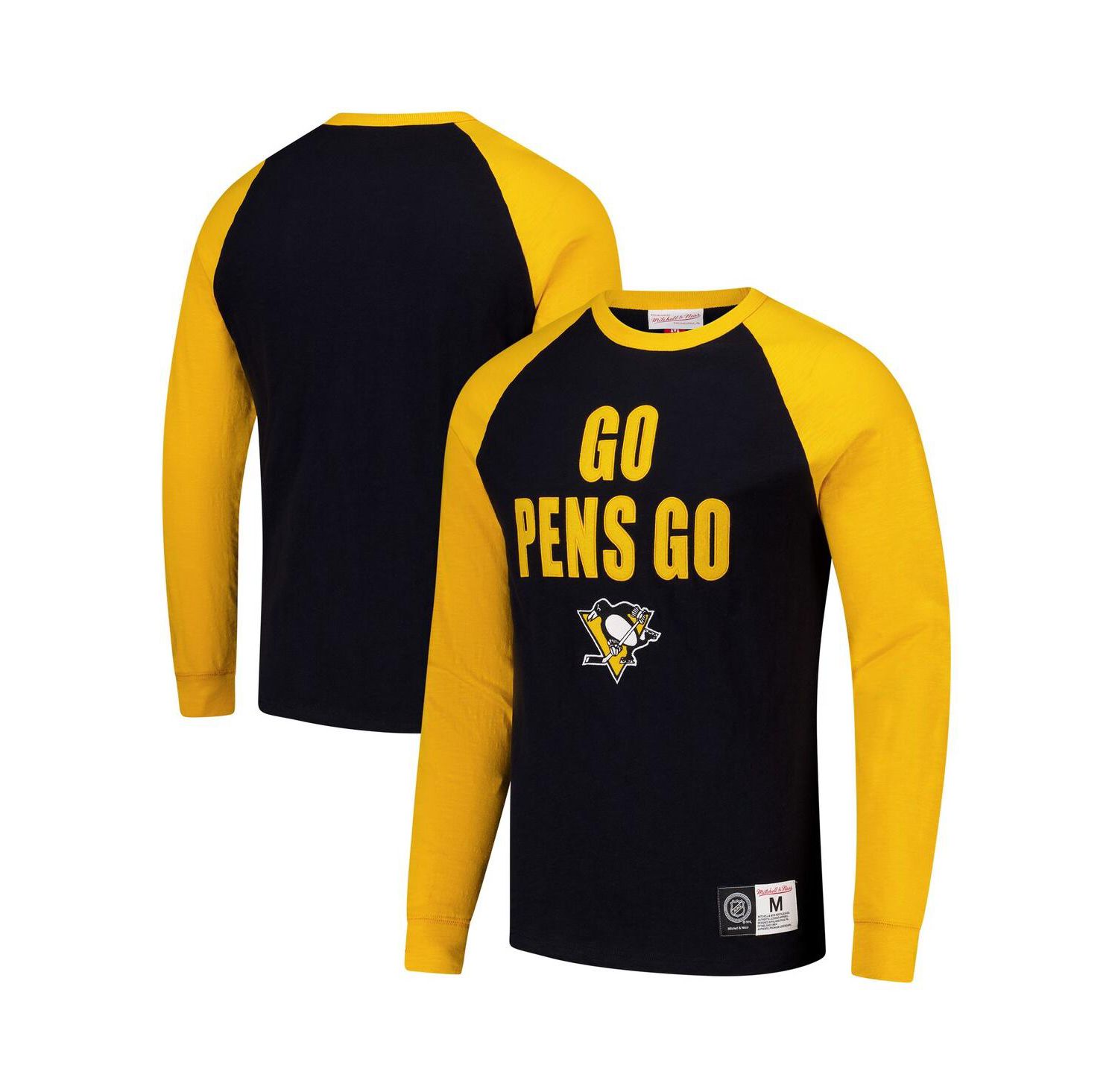 Men's Black/Gold Pittsburgh Penguins Legendary Slub Raglan Long Sleeve T-Shirt