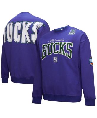 Men's Purple Milwaukee Bucks Hardwood Classics There Back 2.0 Vintage Pullover Sweatshirt