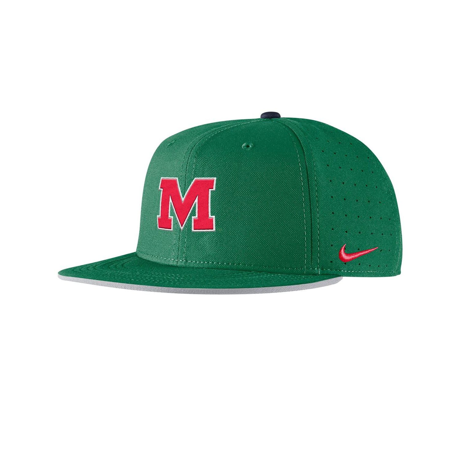 Men's Green Ole Miss Rebels On-Field Baseball Performance Fitted Hat