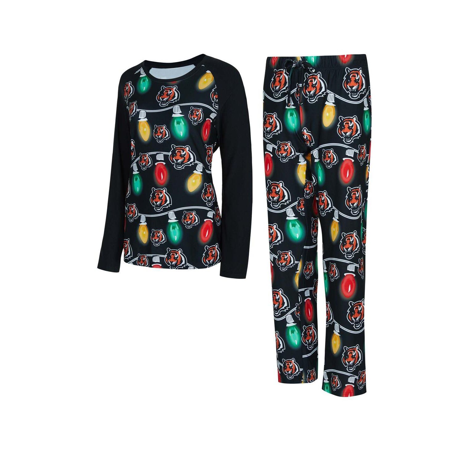 Women's Cincinnati Bengals Garland Knit Raglan Long Sleeve T-Shirt and Pants Set