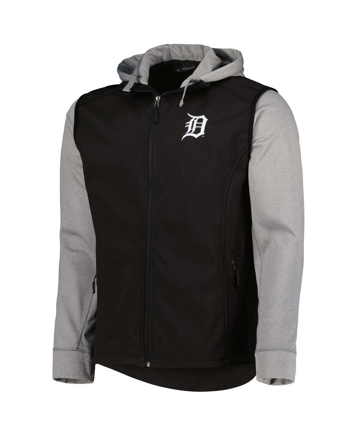 DUNBROOKE MEN'S BLACK/HEATHER GRAY DETROIT TIGERS ALPHA FULL-ZIP JACKET 