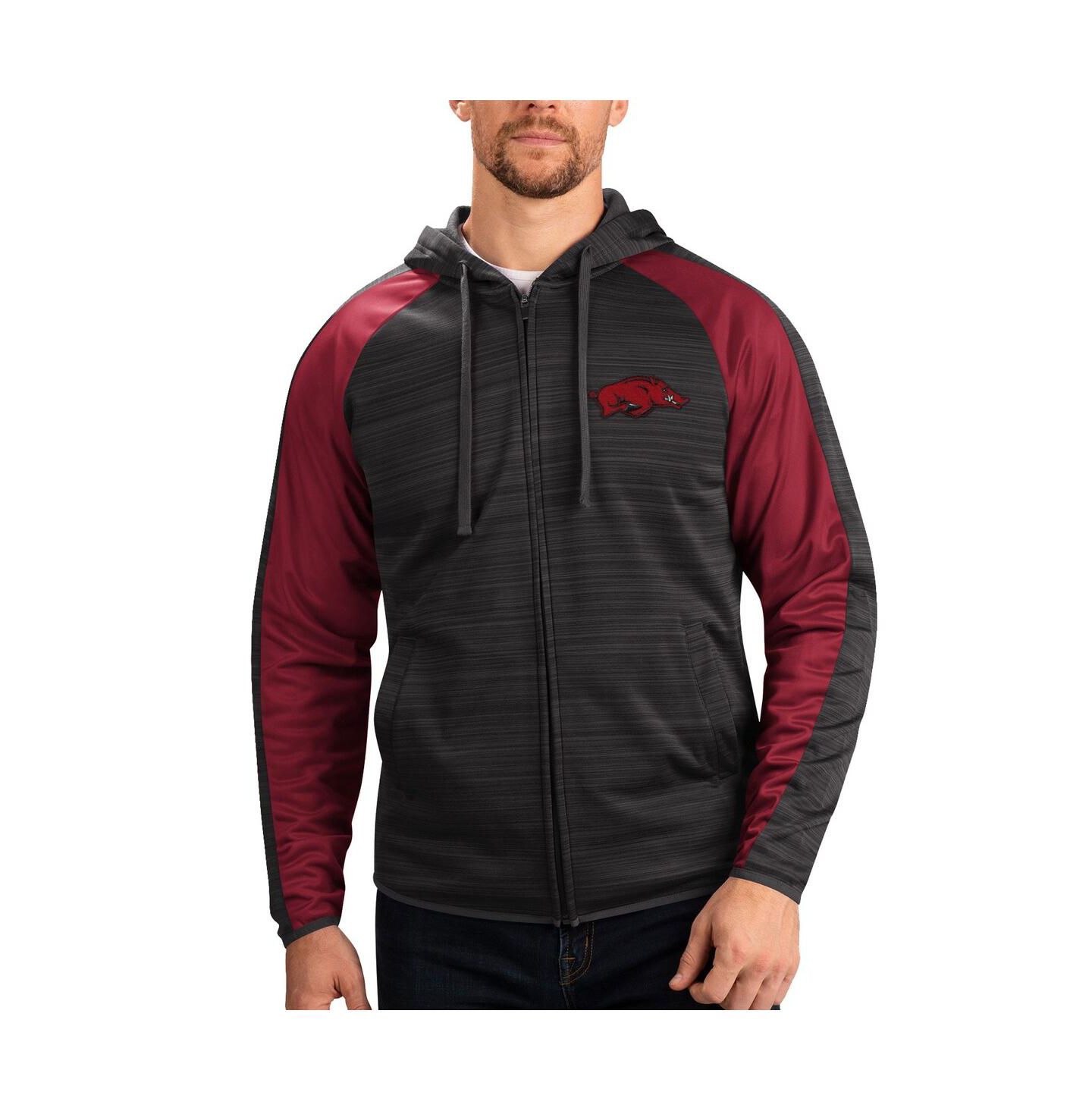 Мужская куртка G-III Sports by Carl Banks Black Arkansas Razorbacks Neutral Zone Raglan Full-Zip Track Hoodie Jacket — фото 1
