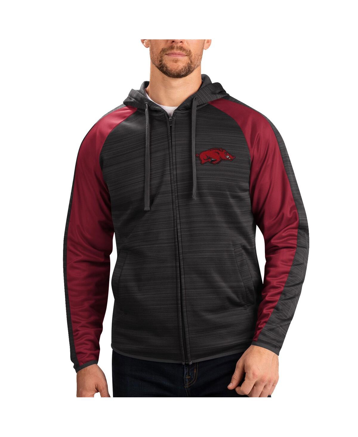 Men's Black Arkansas Razorbacks Neutral Zone Raglan Full-Zip Track Hoodie Jacket - Black