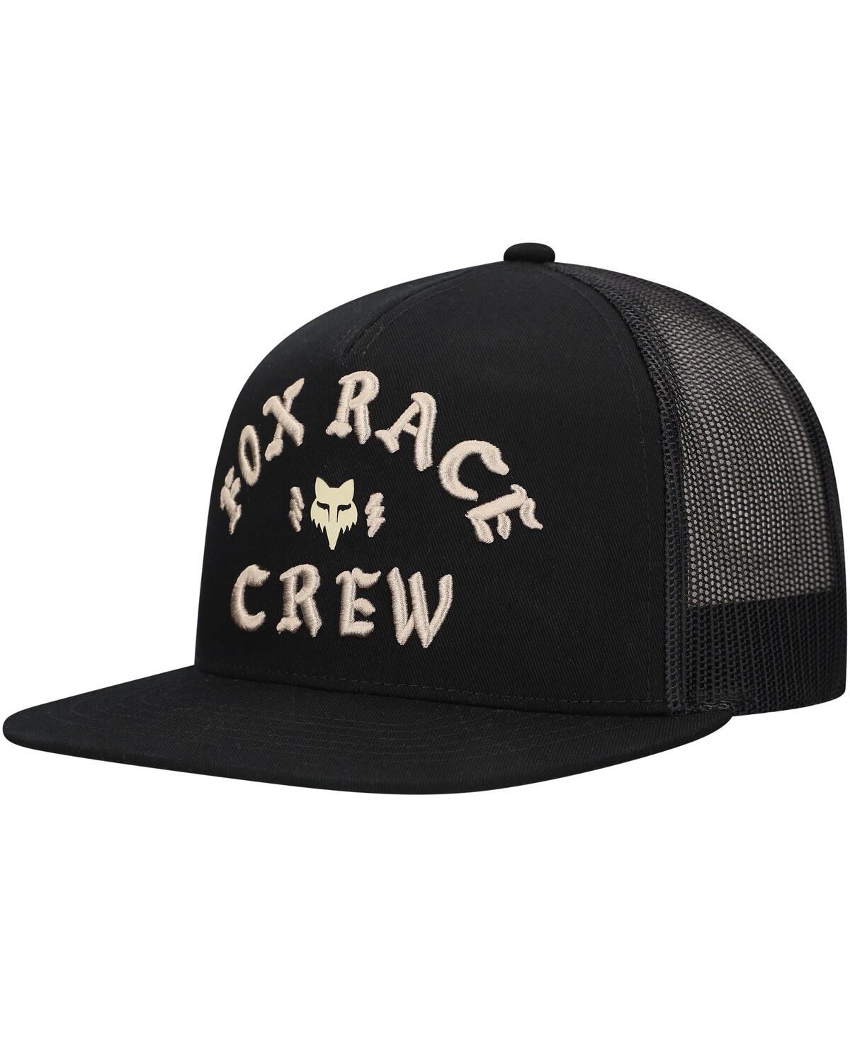 Men's Black Fox Racing Race Crew Trucker Snapback Hat - Black