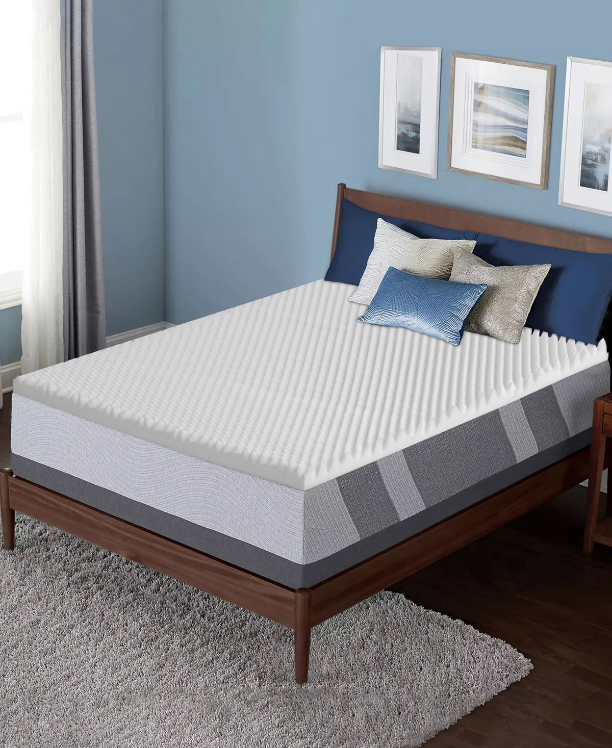 Payton 1" Convoluted Foam Mattress Topper, Twin In White