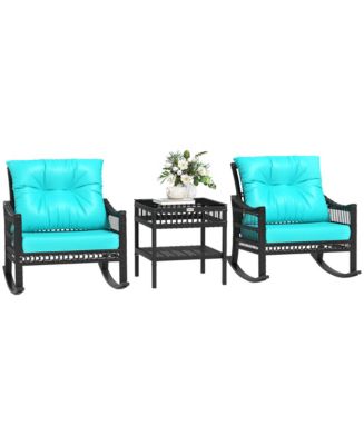 Outsunny 3 Pieces Rat Rocking Chair Set, Outdoor Rocker Chair, - Macy's