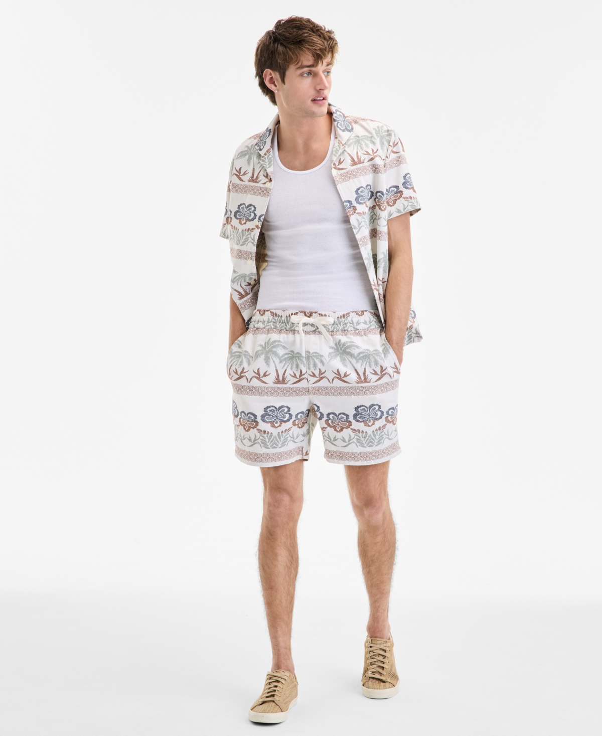 Sun + Stone Men's Ace Printed Drawstring 6" Shorts, Exclusively At Macy's