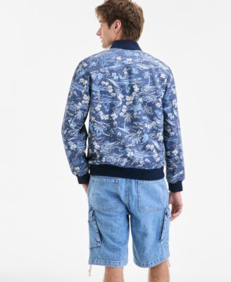Men's Floral Print Zip-Front Bomber Jacket, Exclusively at Macy's
