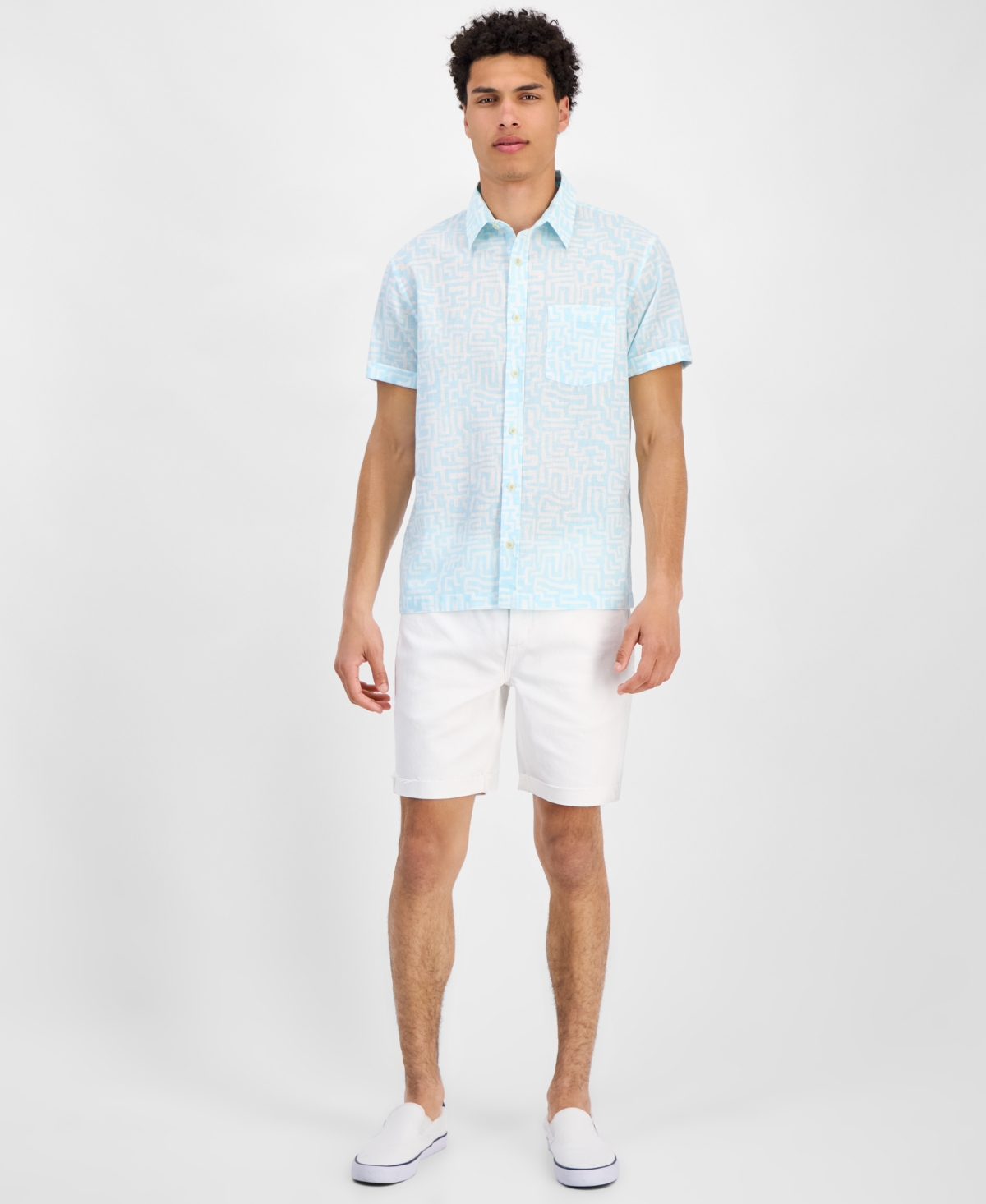 Sun + Stone Men's Bodhi Short Sleeve Button-front Shirt, Exclusively At Macy's