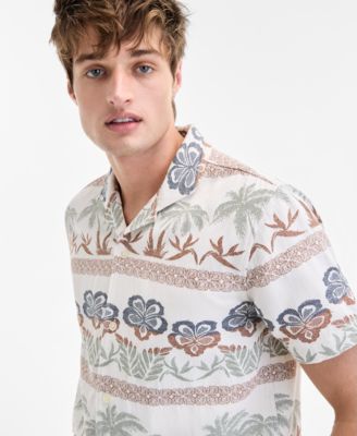 Men's Ace Short Sleeve Printed Button-Front Camp Shirt, Exclusively at Macy's
