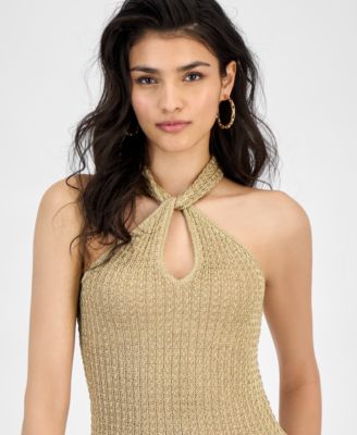 Women's Ella Keyhole Twisted-Halter Sweater Top