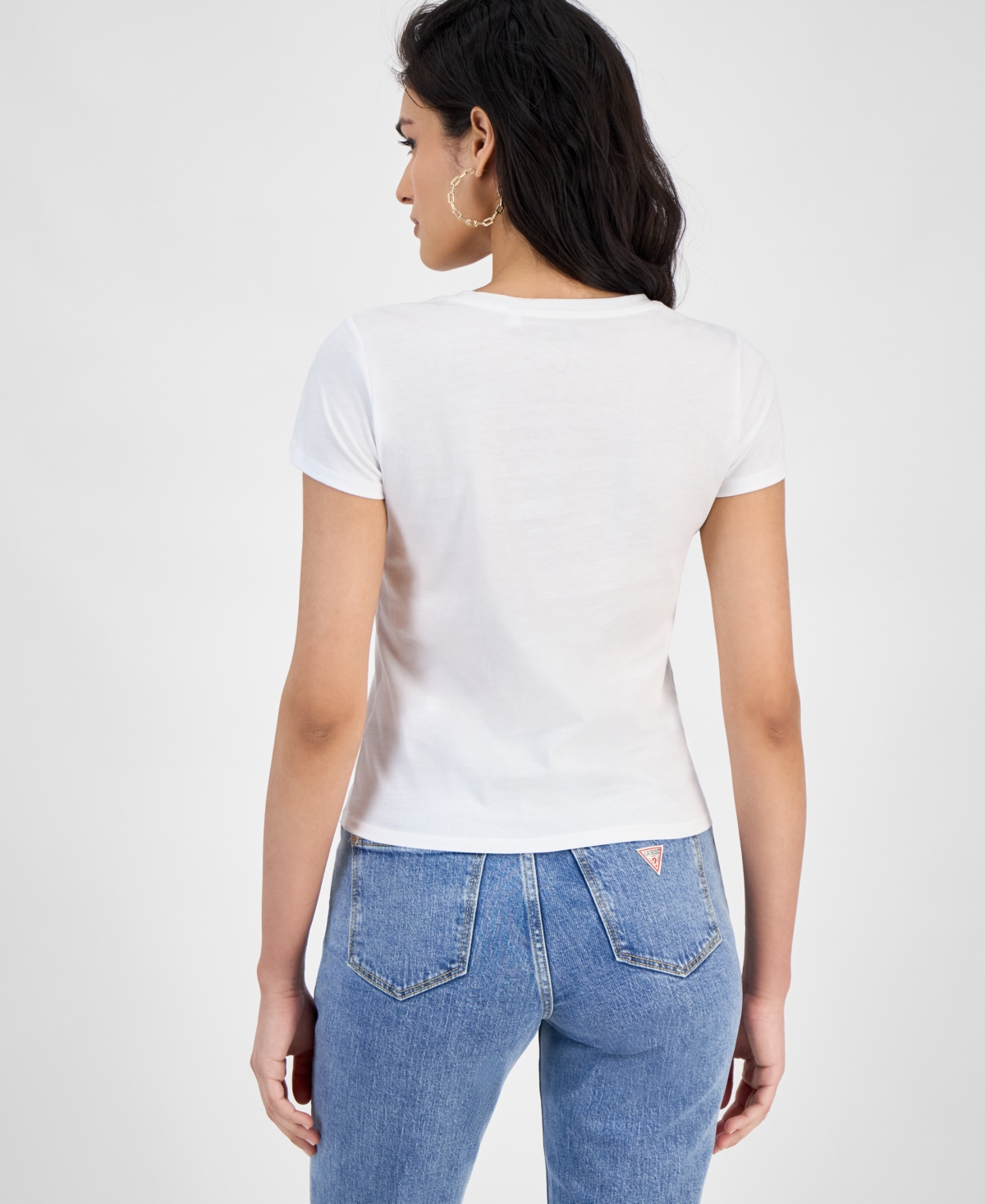 Guess Tini Boots Bling Graphic T-shirt In White
