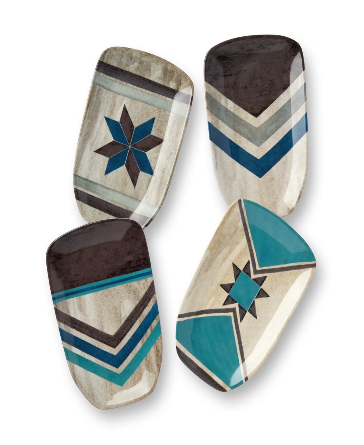 Wake At The Lake 3-d Oar Canape Plates, Set of 4 - Miscellaneous