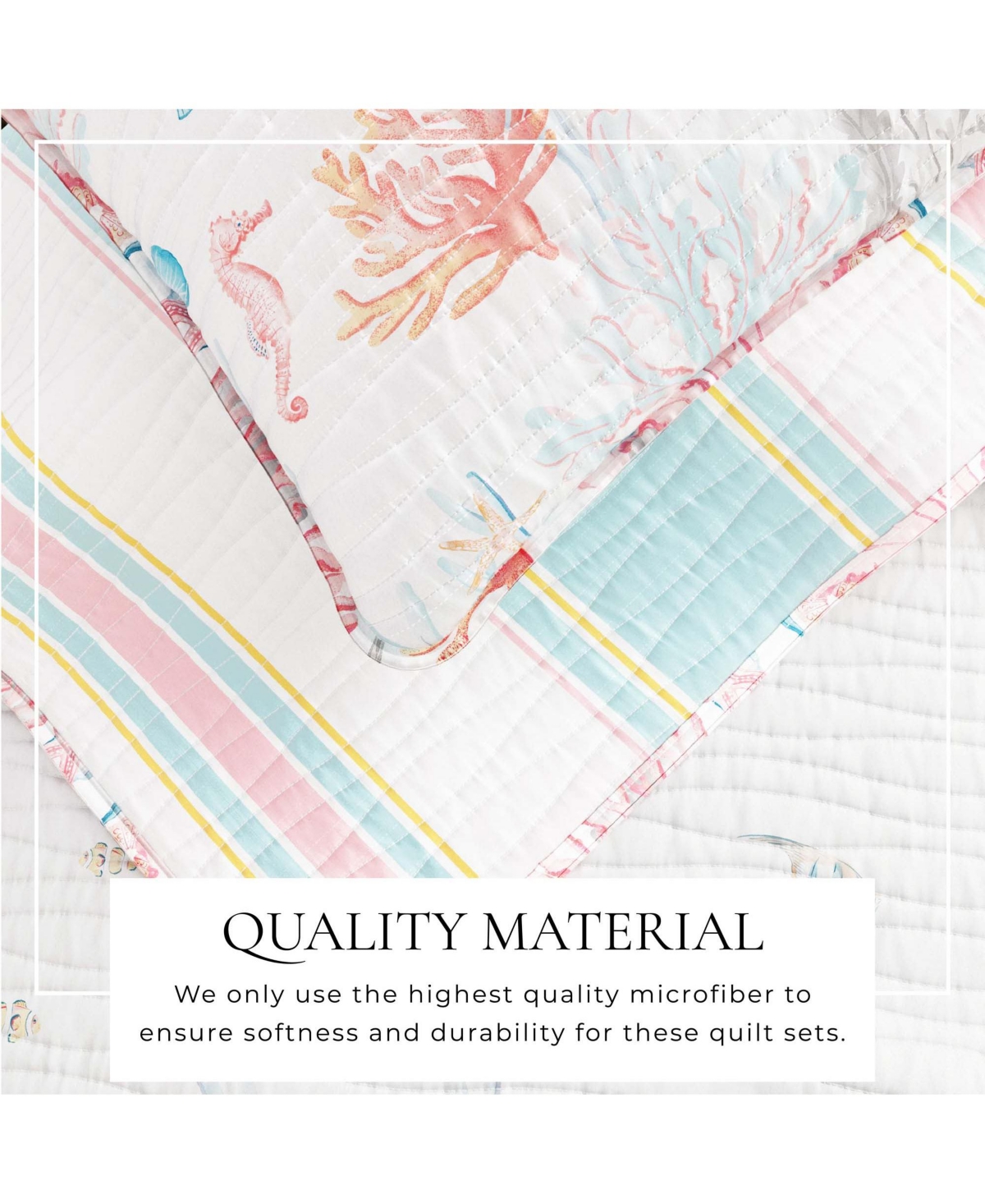 Linery & Co. Fading Coral Stitched Quilt Set with Shams