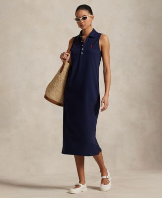 Women's Stretch-Cotton Sleeveless Polo Dress