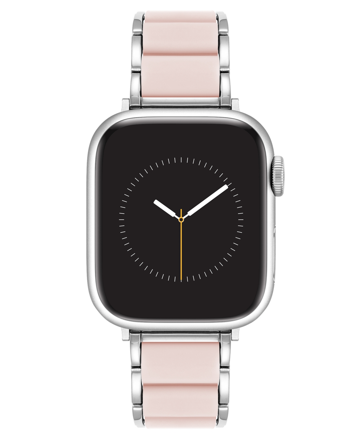 Anne Klein Women's Pink Rubberized Link With Silver-tone Alloy Metal Band For Apple Watch 10 38/40/41mm