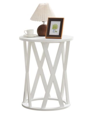 Emma Side End Table - Modern Round Farmhouse Accent Table - Side Table for Living Room, Bedroom, Office