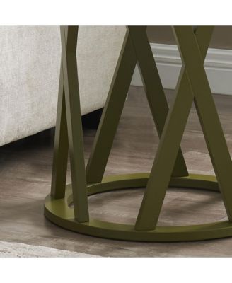 Emma Side End Table - Modern Round Farmhouse Accent Table - Side Table for Living Room, Bedroom, Office