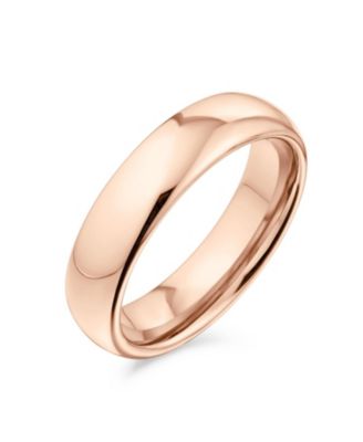 Plain Simple Dome Design Comfort Fit Titanium Band Ring Polished Black Silver Rose Gold Tone 5mm
