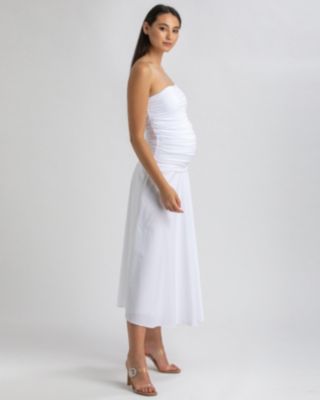 Maternity Strapless Side Ruching Poplin and Jersey Coco Dress