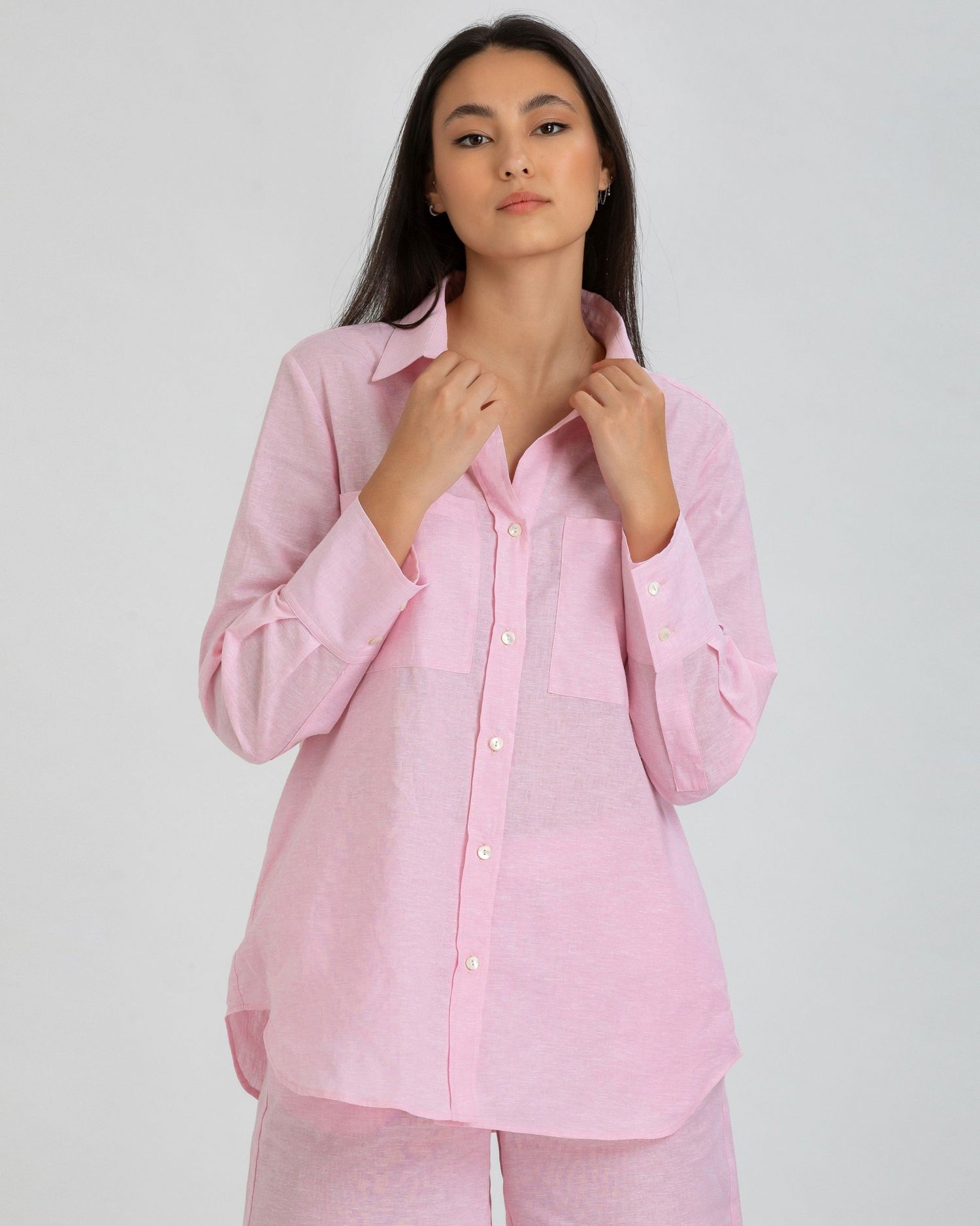 Women's Classic Fit Linen-Blend with Pockets Dafne Blouse