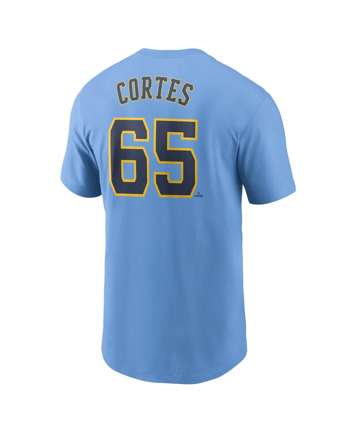Nike Men's Christian Yelich Powder Blue Milwaukee Brewers City Connect Fuse Name Number T-shirt In Light Blue