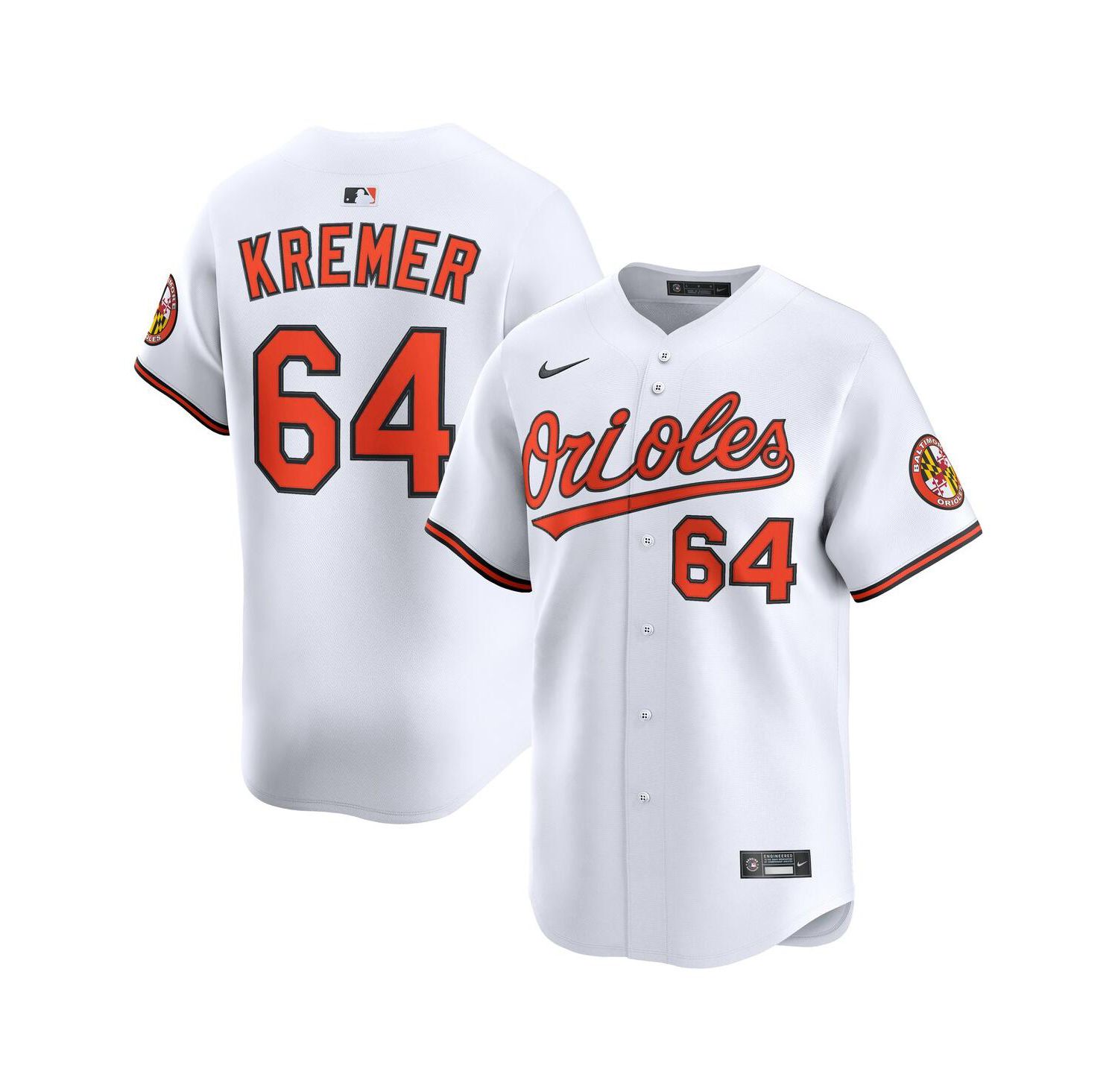 Men's Dean Kremer White Baltimore Orioles Alternate Limited Player Jersey