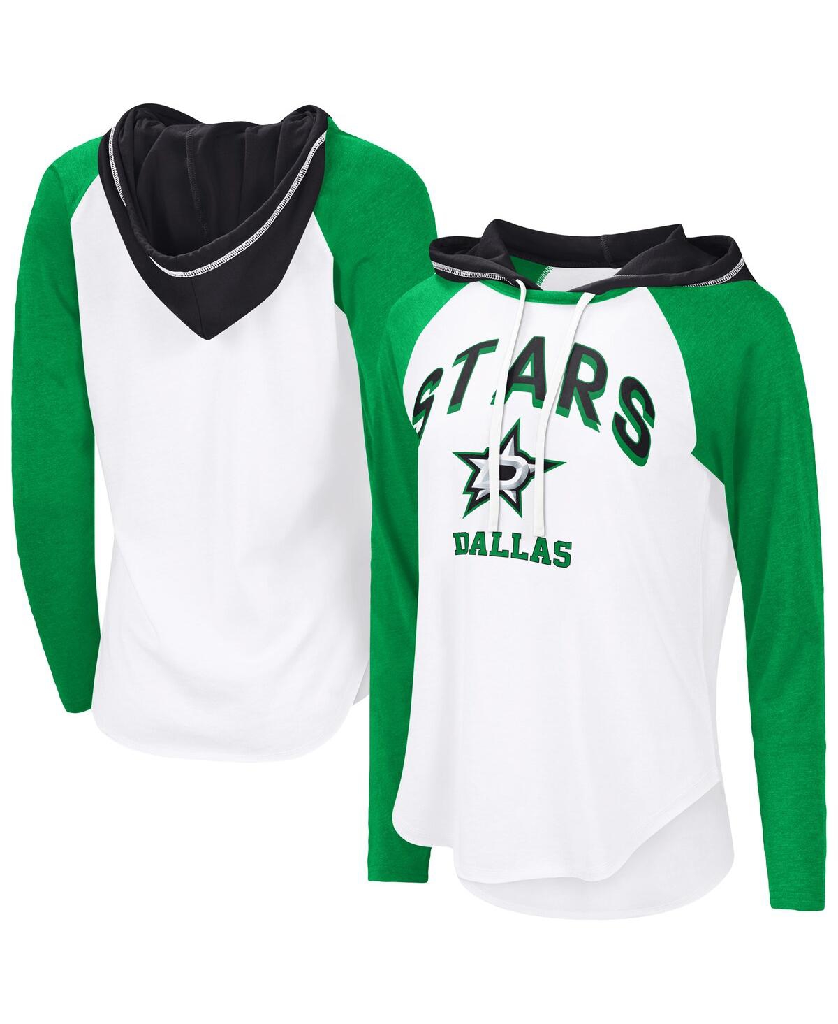 Women's White/Green Dallas Stars Vip Raglan Long Sleeve Hoodie T-Shirt - White, Green