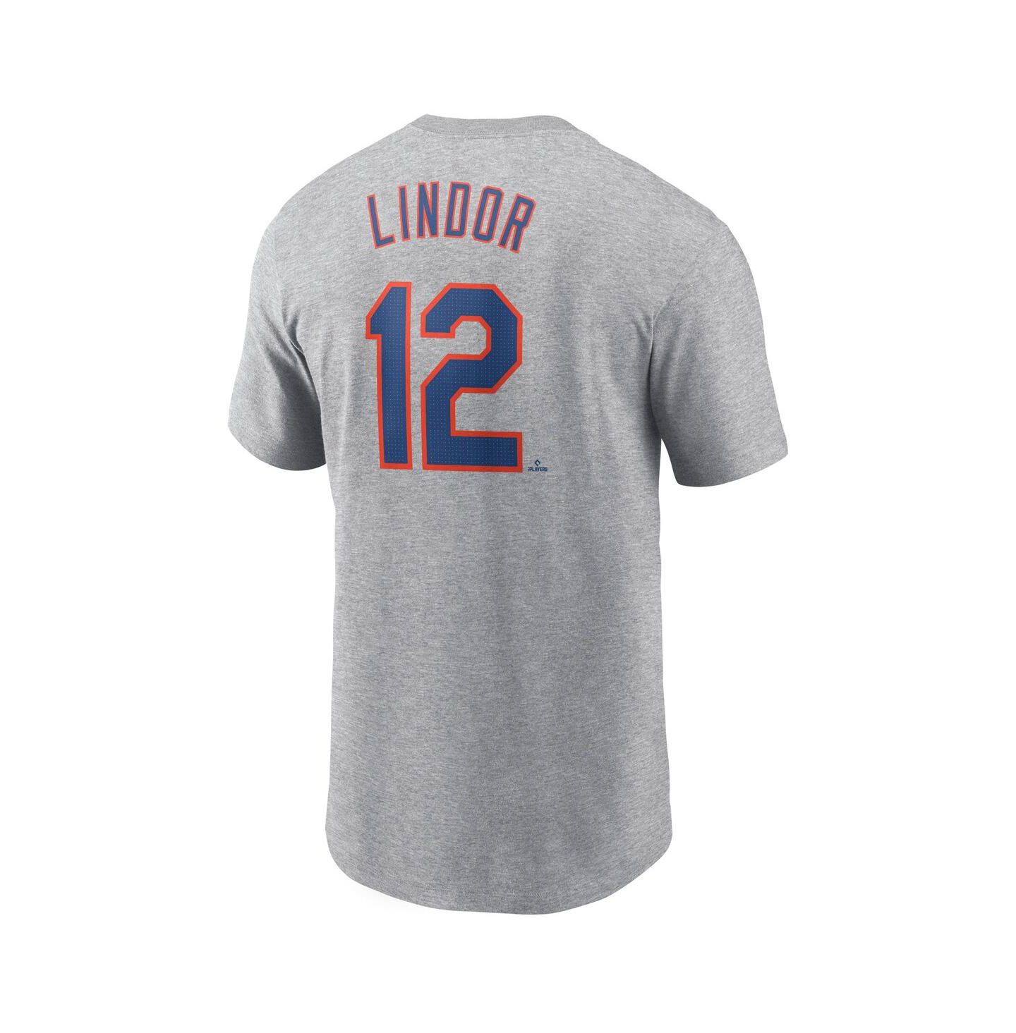 Мужская футболка Nike Francisco Lindor Heather Gray New York Mets Fuse Name & Number — фото 3