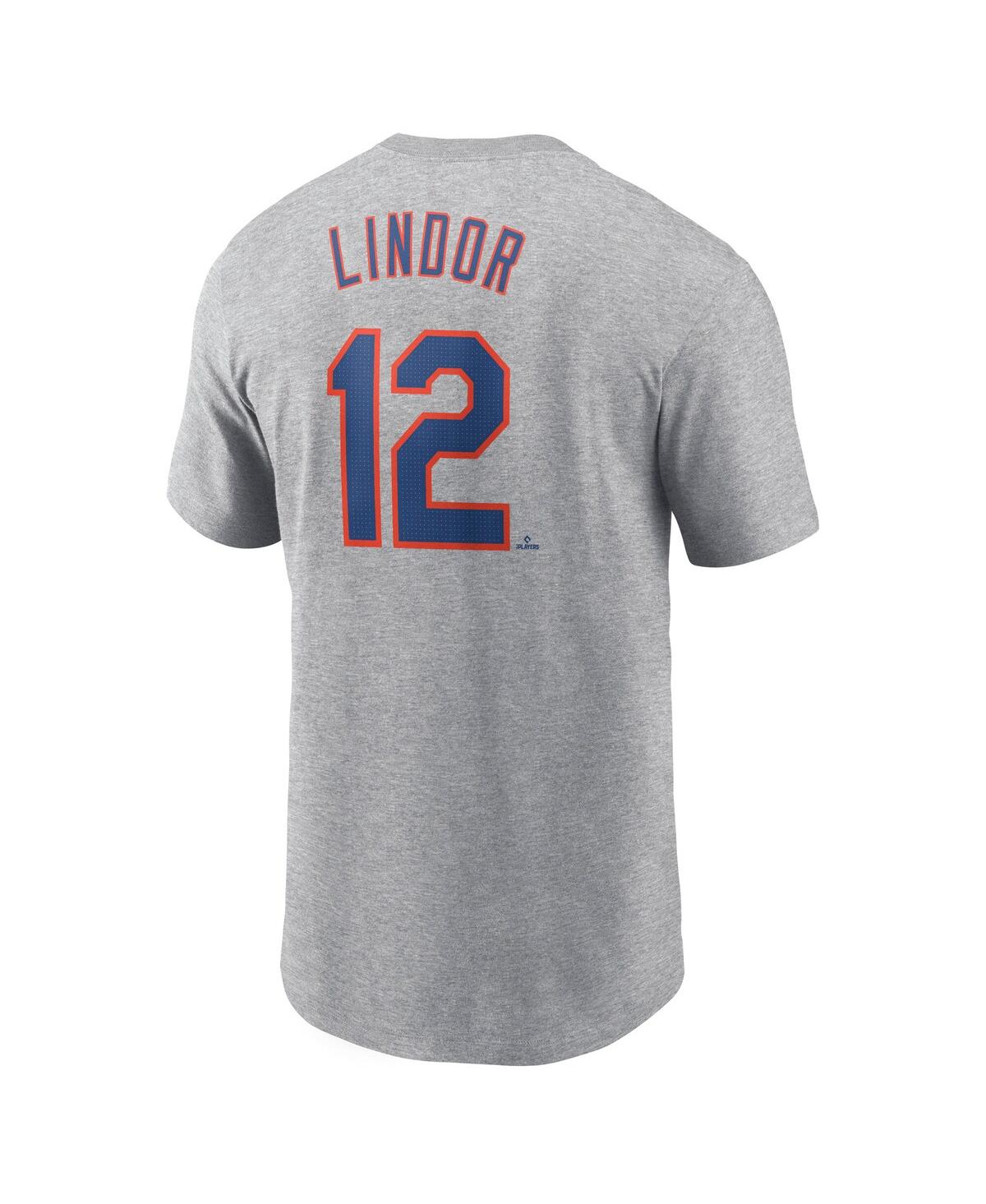 Nike Men's Francisco Lindor Heather Gray New York Mets Fuse Name Number T-shirt In Gray