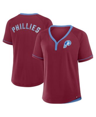 Fanatics - Women's Burgundy Philadelphia Phillies Cooperstown Collection League Diva V-Neck T-Shirt