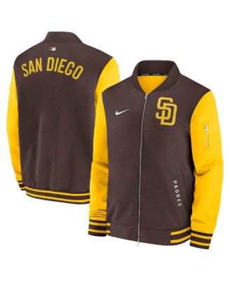 Nike - Men's Brown/Gold San Diego Padres Authentic Collection Dugout Full-Zip Bomber Jacket