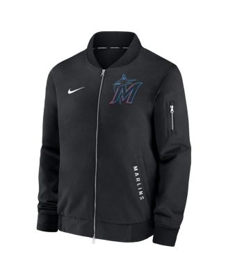 Men's Black Miami Marlins Authentic Collection Dugout Full-Zip Bomber Jacket