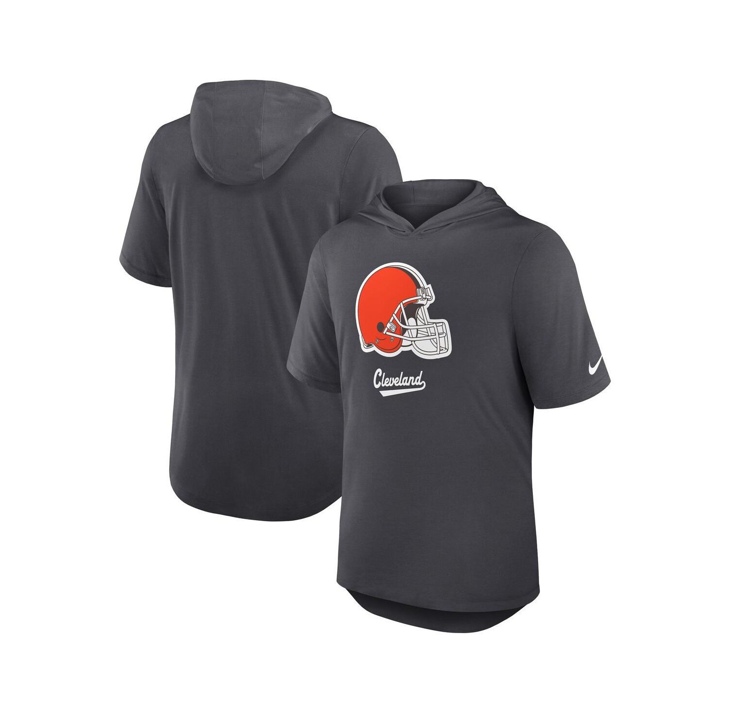 Men's Anthracite Cleveland Browns Tri-Blend Performance Hoodie T-Shirt