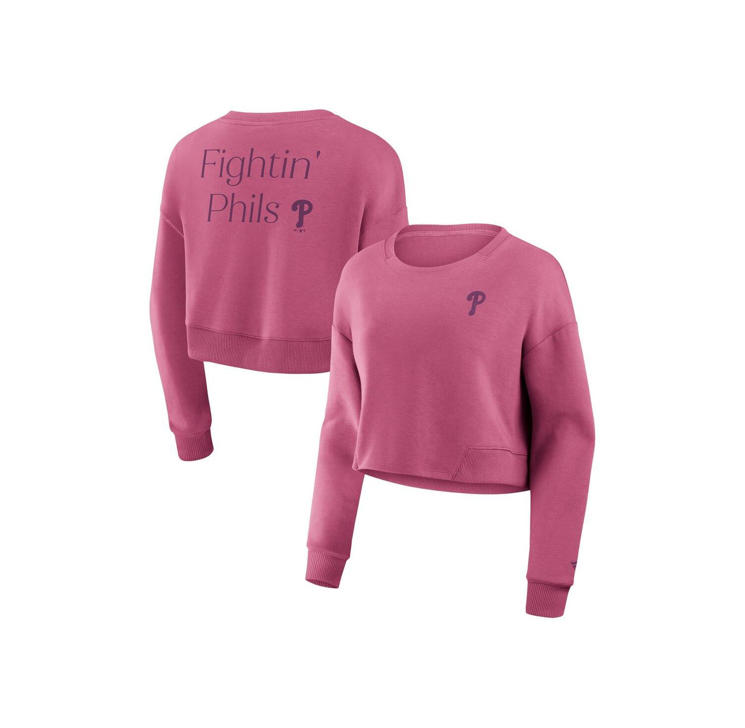 Women's Pink Philadelphia Phillies Relax Studio Cropped Pullover Sweatshirt