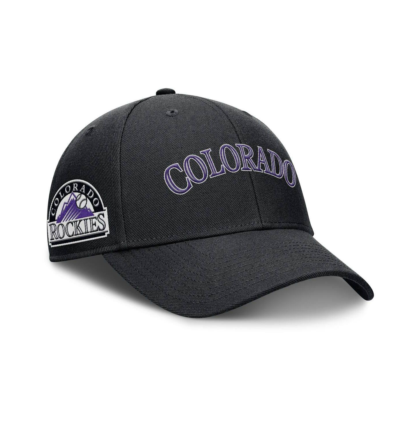 Мужская кепка Nike Black Colorado Rockies Rise Gaberdine Adjustable Hat — фото 1