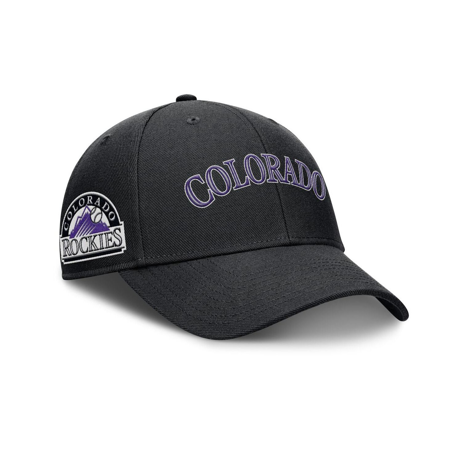 Men's Black Colorado Rockies Rise Gaberdine Adjustable Hat