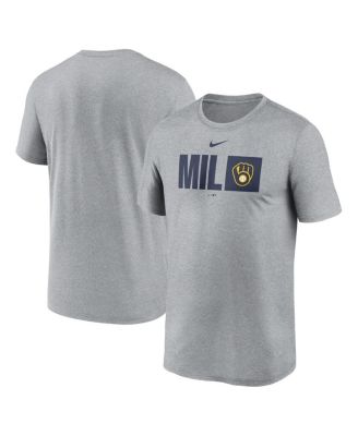 Nike - Men's Heather Gray Milwaukee Brewers Tricode Legend T-Shirt