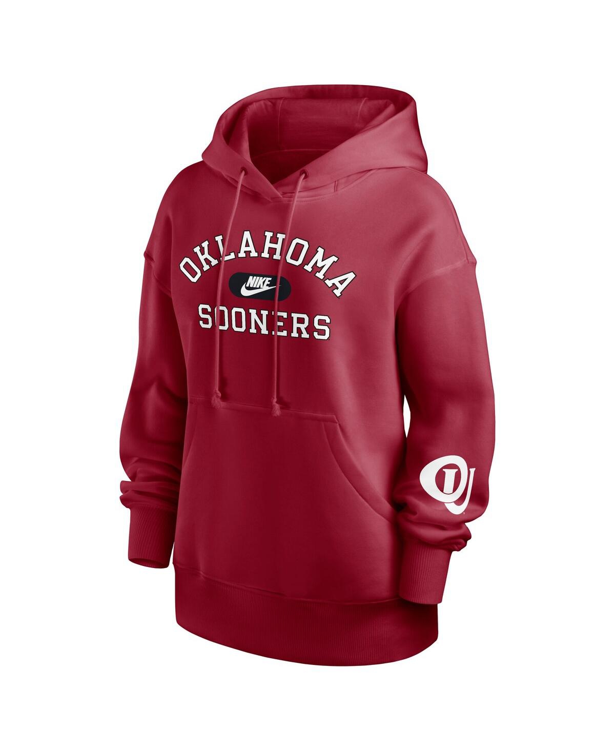 Nike Women's Crimson Oklahoma Sooners Oversized Legacy Phoenix Foundational Stack Pullover Hoodie In Crimson
