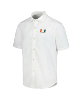 Men's White Miami Hurricanes Coconut Point Palm Vista Island Zone Camp Button-Up Shirt