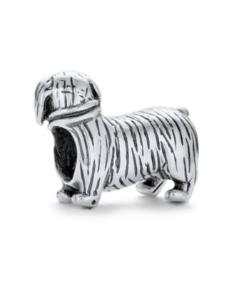 Pet Animal Lover Dachshund Hot Breed Dog Puppy Charm Bead Oxidized .925 Sterling