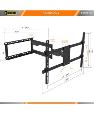 Full Motion Indoor and Outdoor TV Wall Mount For Tvs 32" - 75" Up To 132 lbs