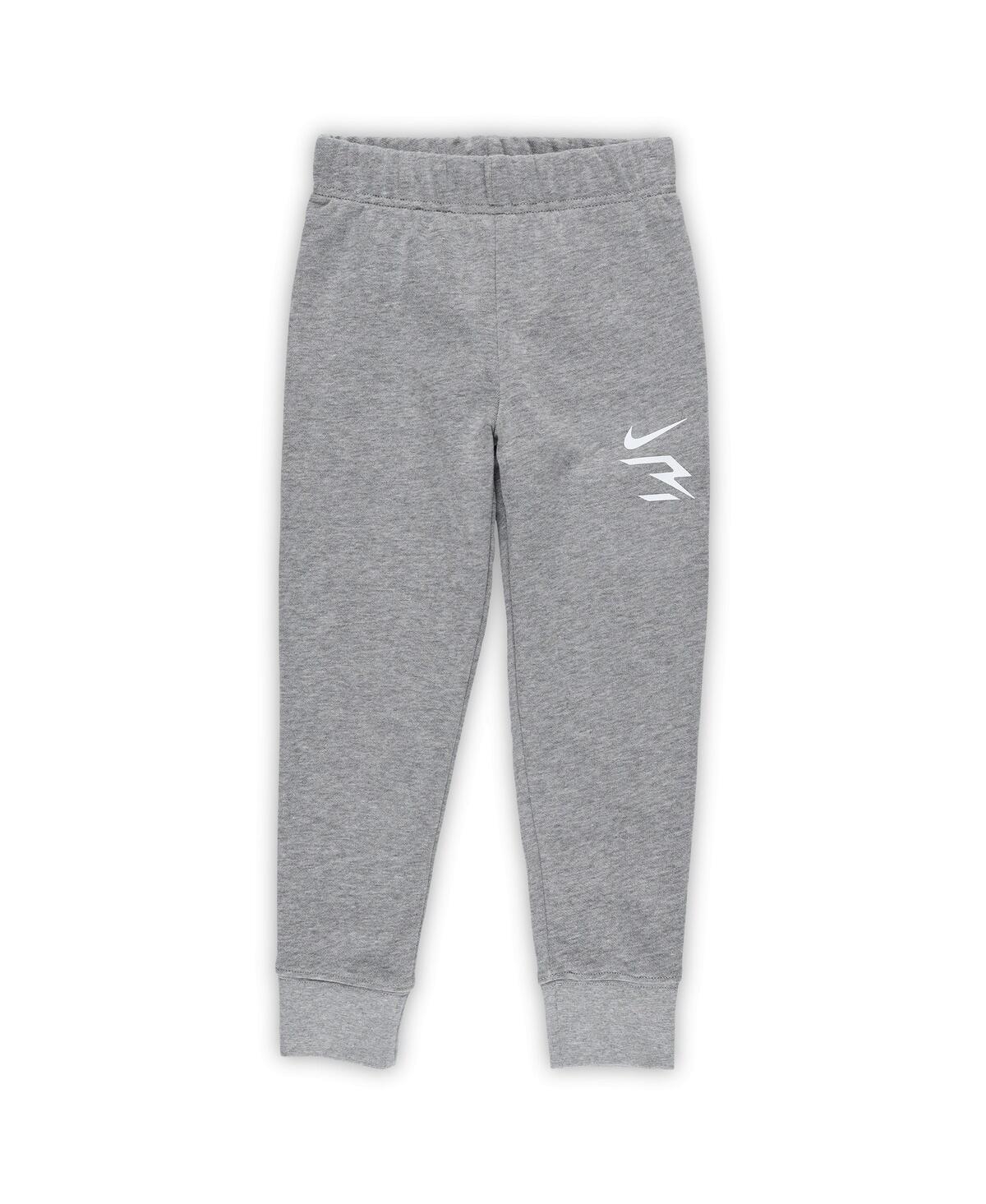 Nike 3brand By Russell Wilson Preschool 2-piece White/gray Wordmark 2. 0 Fleece Long Sleeve T-shirt And Sweatpants Set In White,gray