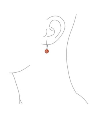 Simple Natural Stone 8MM Ball Drop Earrings Sterling Silver Leverback