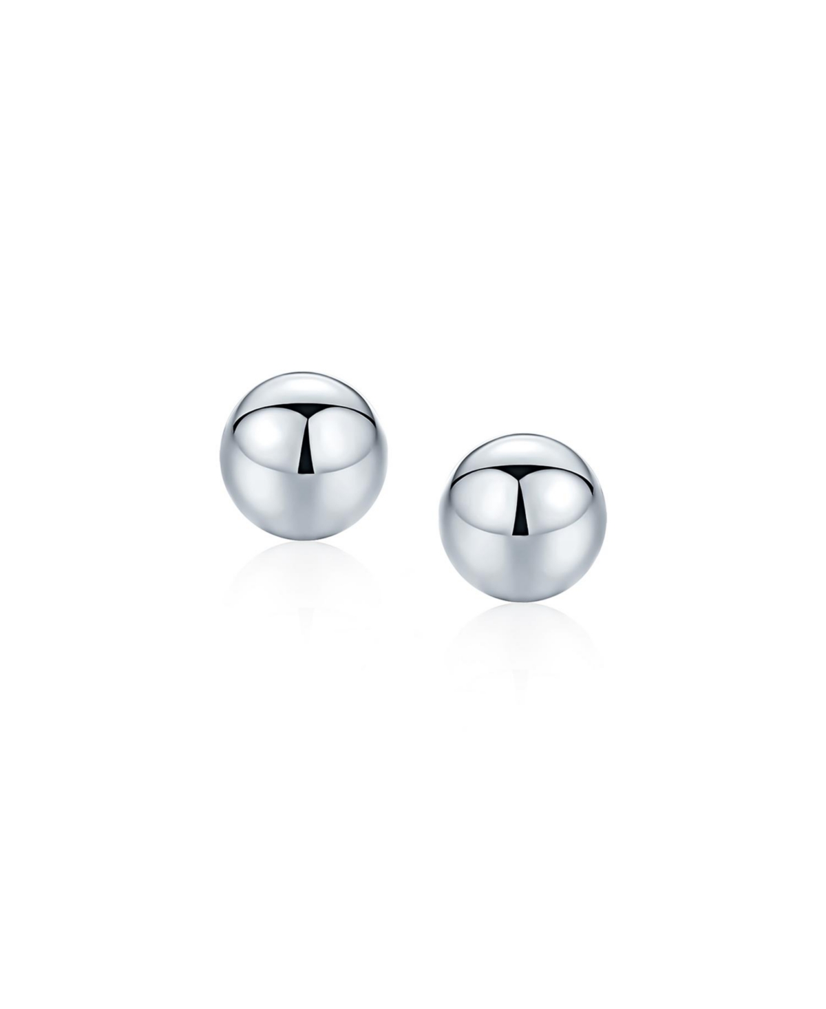 Bling Jewelry Minimalist Plain Simple Round Bead Ball Tragus Cartilage Stud Earrings Shiny Polish .925 Sterling Silver