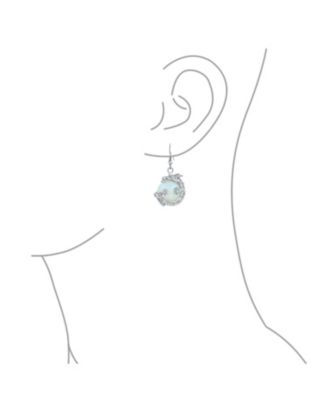 Dragon Design Dangle Earrings with Natural Stones and Opalite Ball