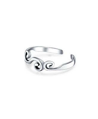 Open Spiral Pinky Midi Filigree Celtic Scroll Swirl Toe Ring Oxidized .925 Sterling