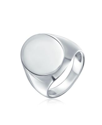 Basic Simple .925 Sterling Oval Signet Ring Shiny Finish