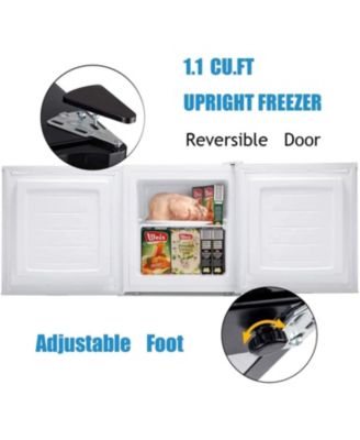 1.1 Cu.ft Upright Freezer , Compact Mini Freezer with Reversible Single Door, Temperature Control, Removable Shelves, White